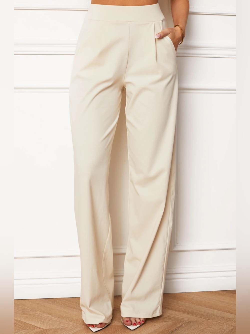 Priceless Orion Cream Wide-Leg Pull-On Trousers